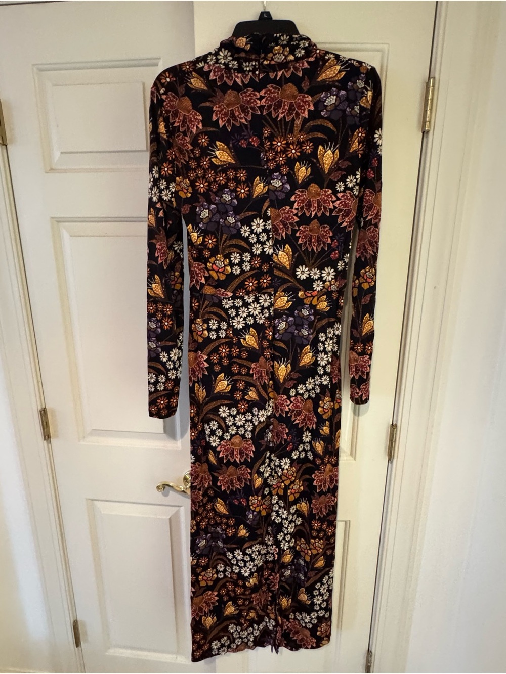 Farm Rio V neck Maxi dress black with brown florals viscous NWT size L - Picture 10 of 16